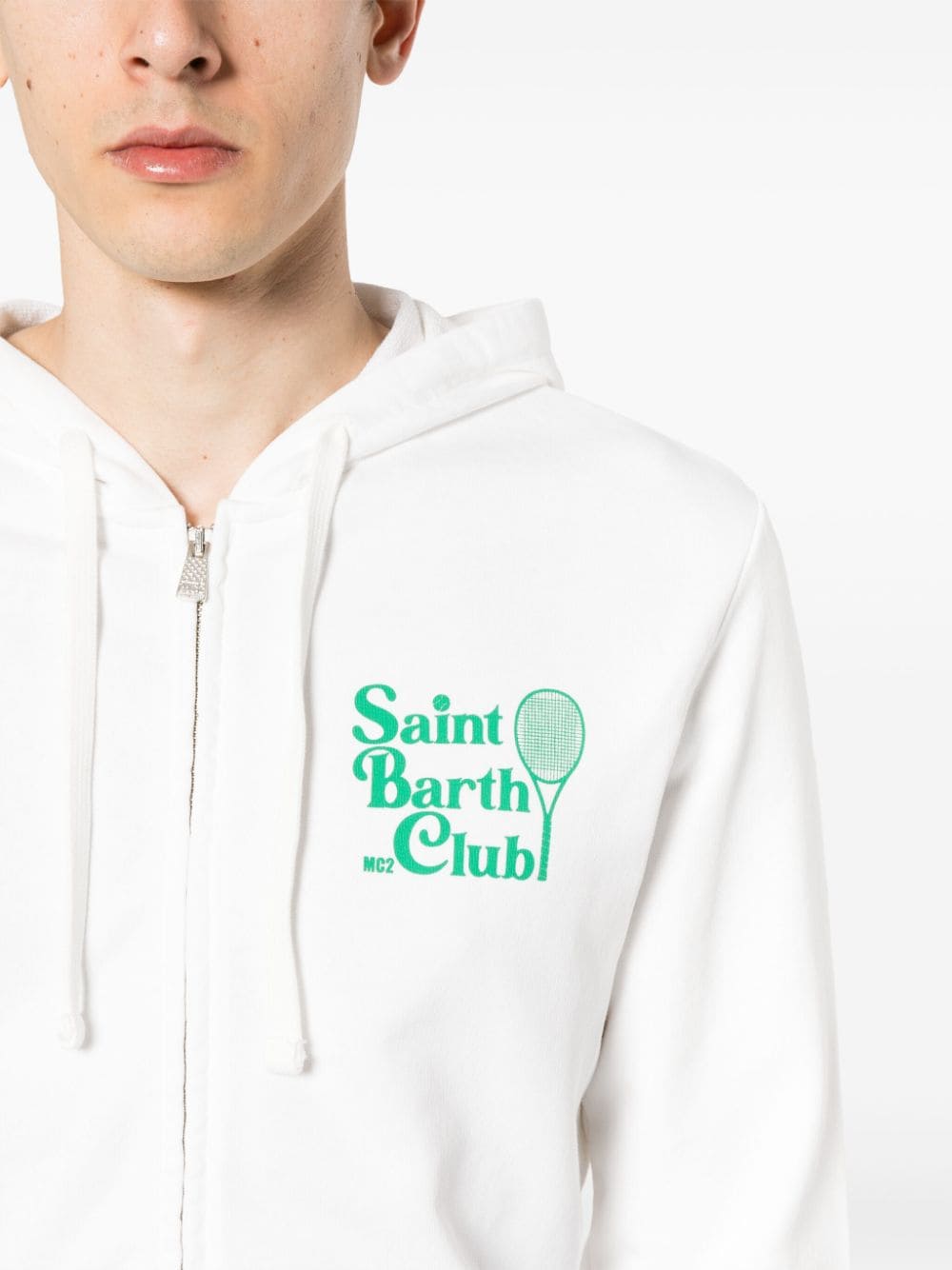 Shop Mc2 Saint Barth Tennis Club Zip-up Hoodie In White
