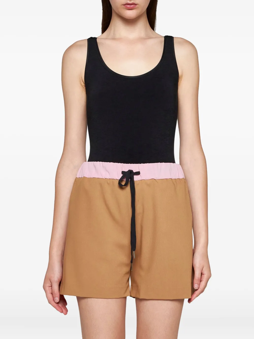 Blanca Vita elastic-waistband silk shorts Beige