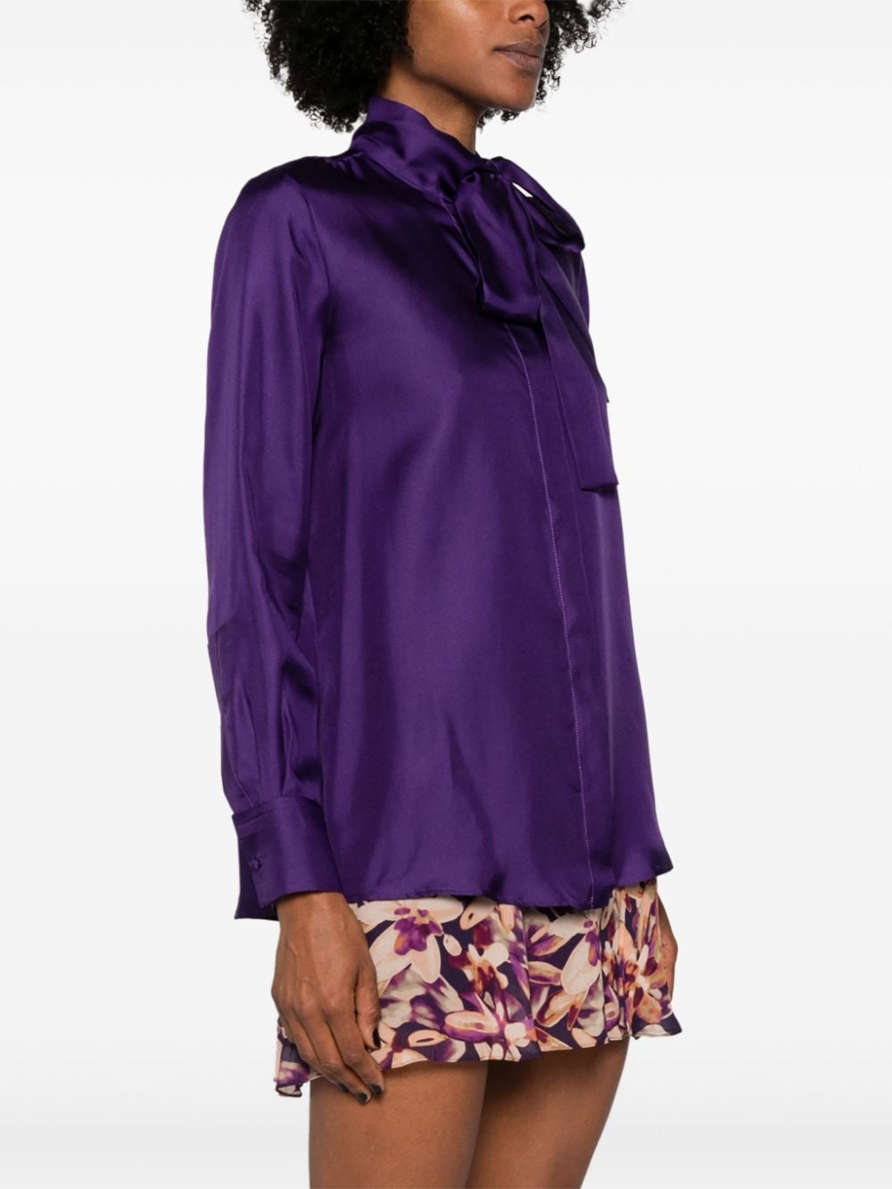 Shop Blanca Vita Campanula Silk Shirt In Purple