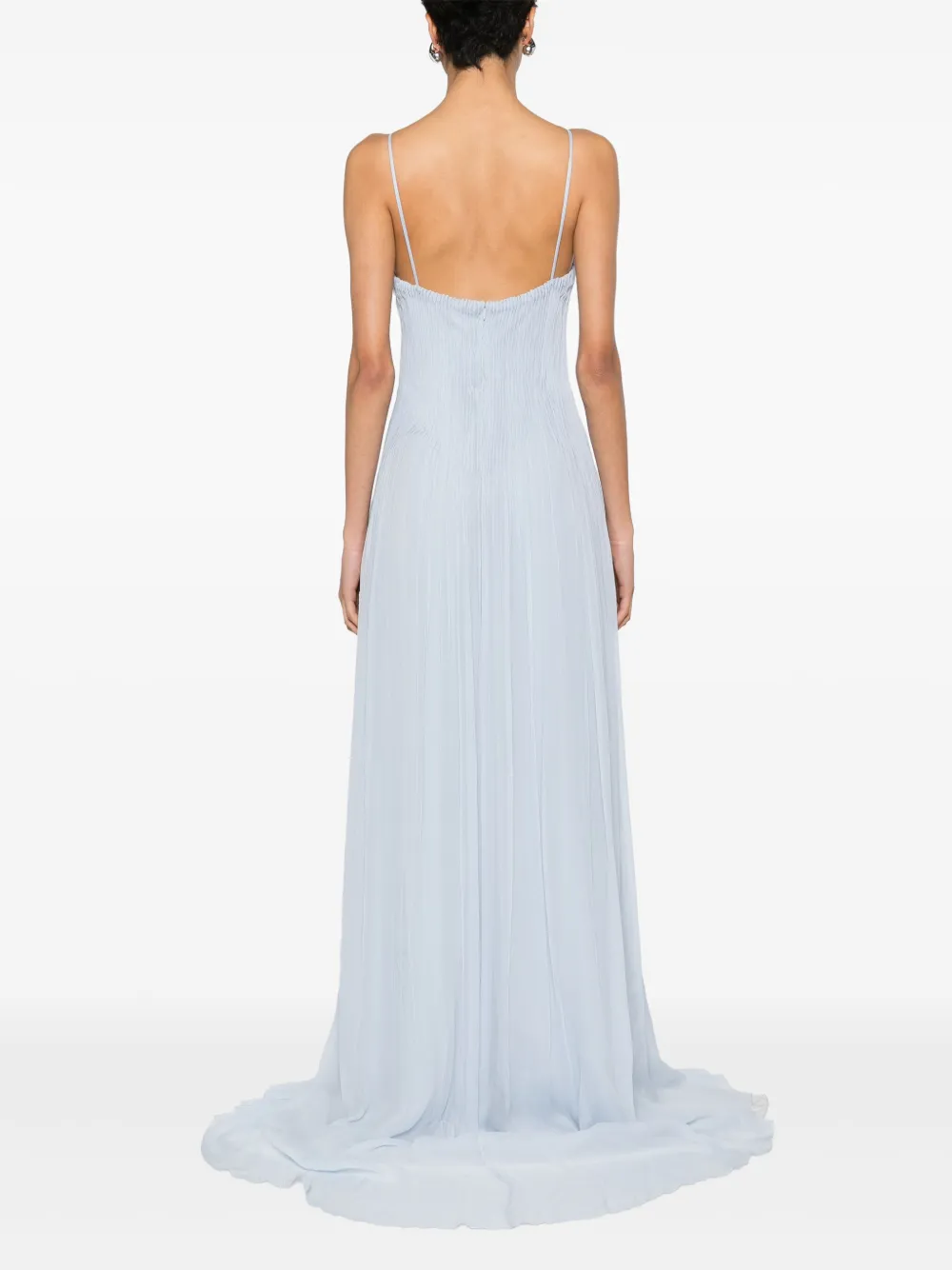 Shop Ermanno Scervino Pleated Silk Gown In Blue