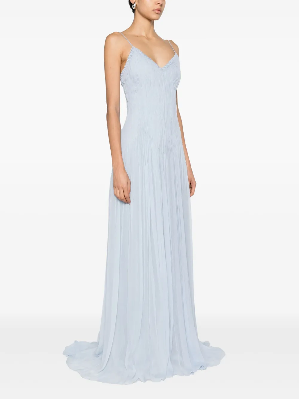 Shop Ermanno Scervino Pleated Silk Gown In Blue