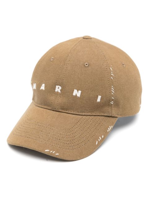 Marni logo-embroidered cotton hat Men