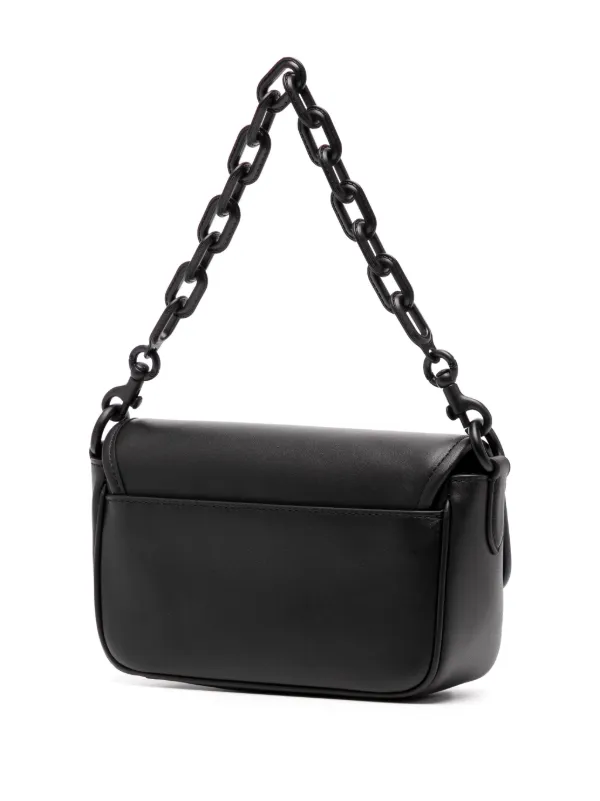 Coach chain link Strap Leather Shoulder Bag Black FARFETCH KW