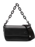 Coach chain-link strap leather shoulder bag - Black