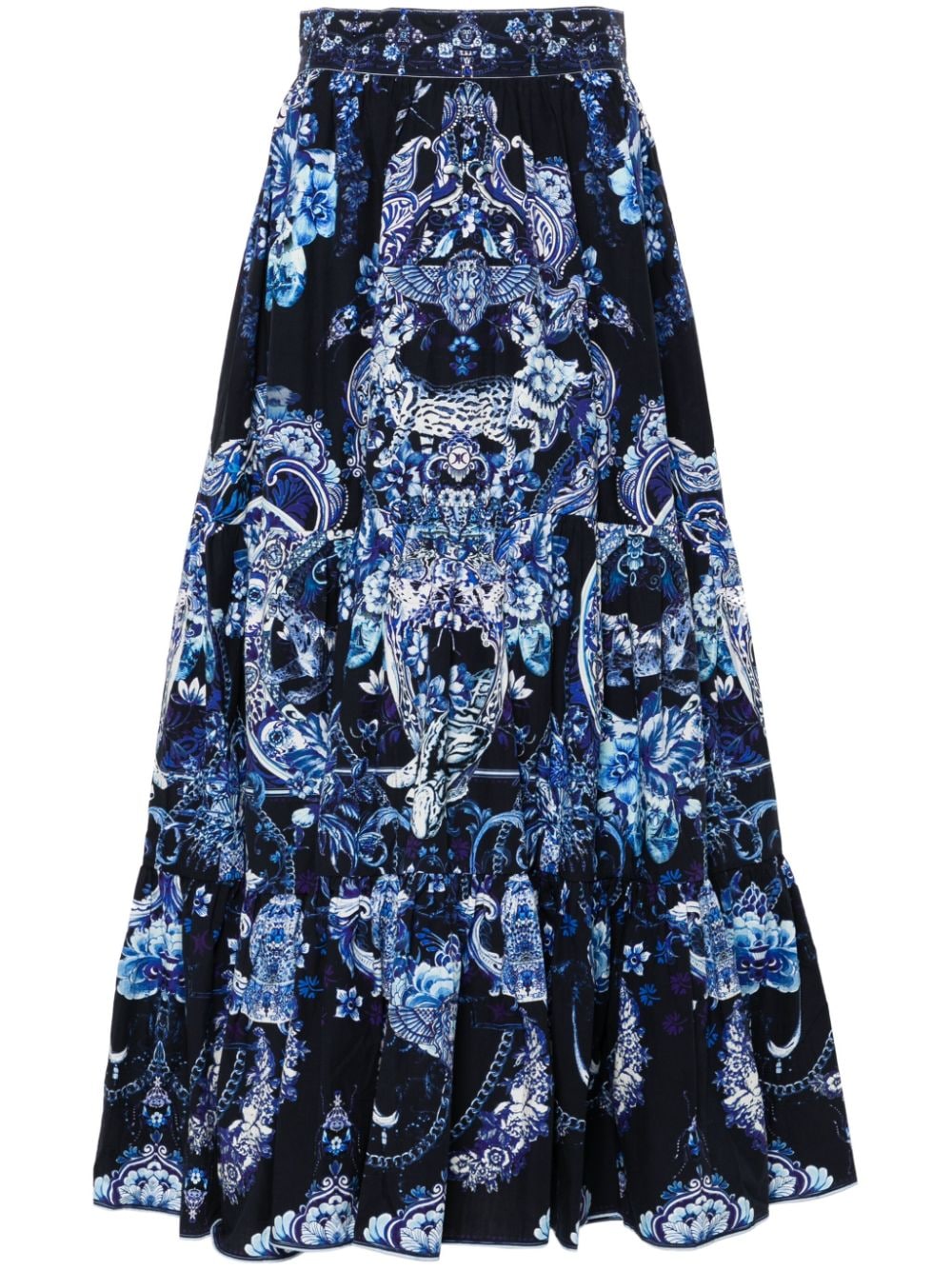 Camilla Delft Dynasty-print maxi skirt Blauw