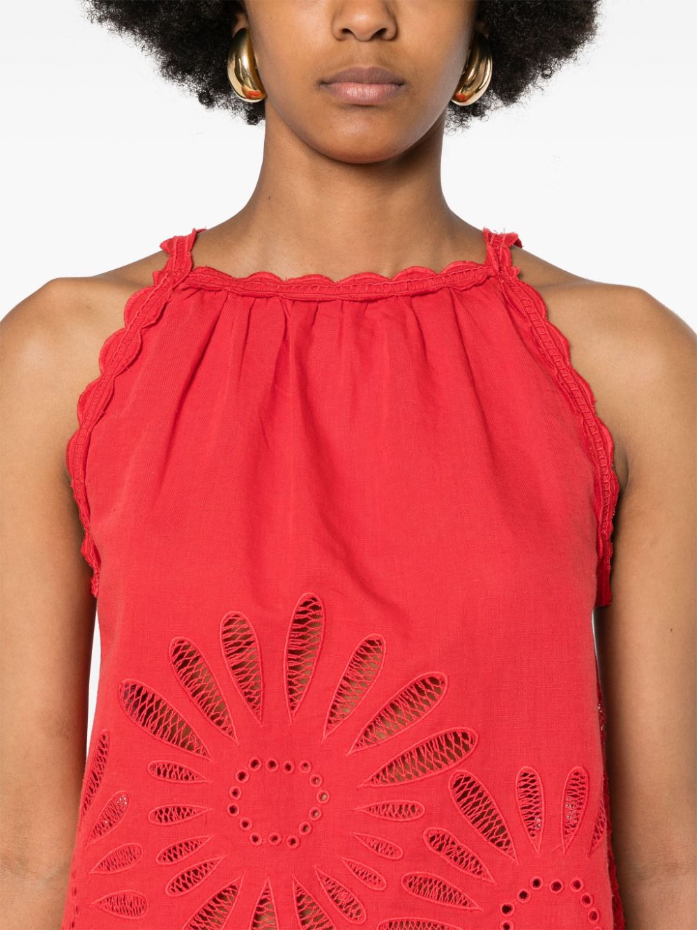 Shop Ulla Johnson Jolie Sleeveless Blouse In Red