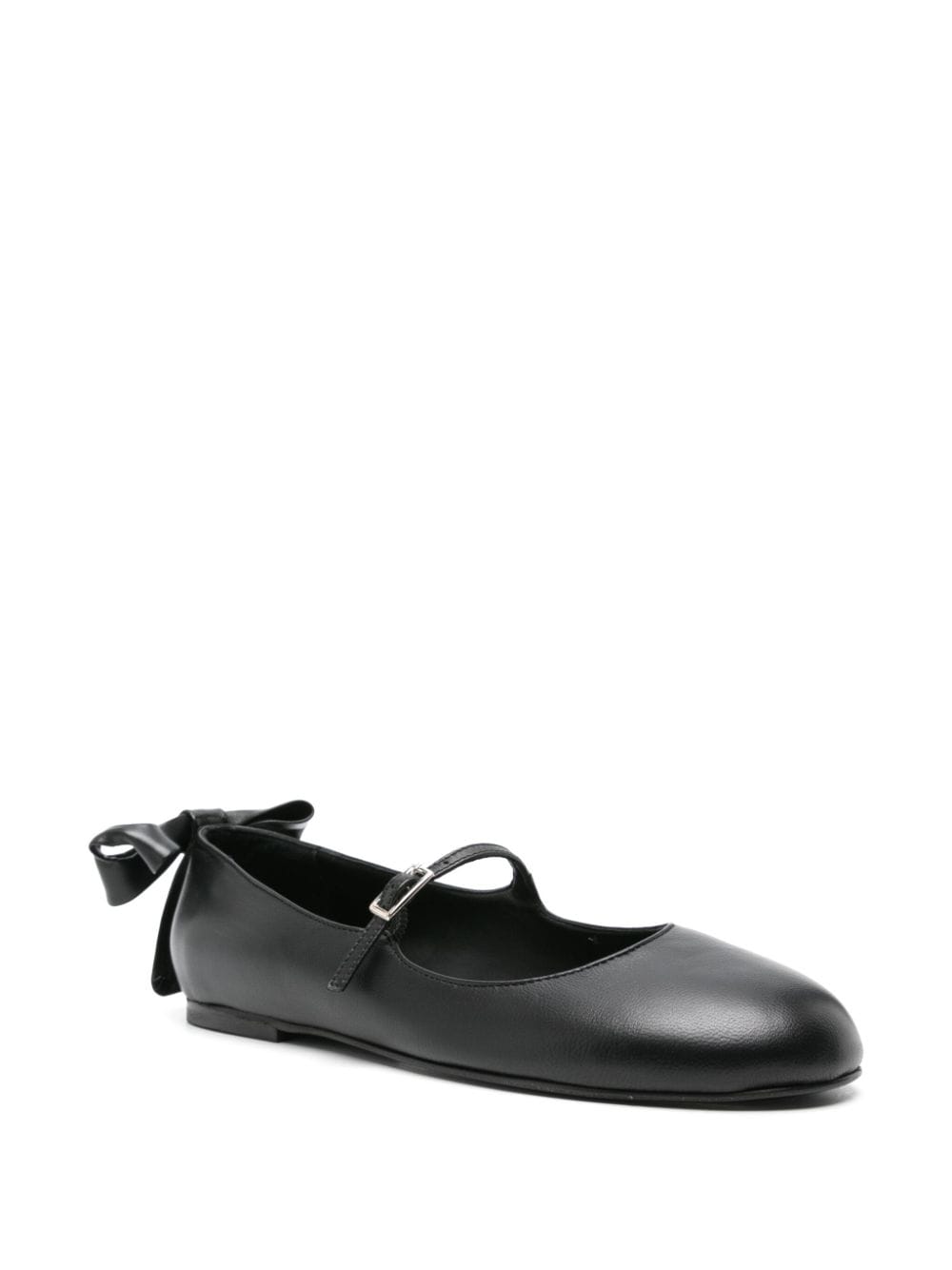 Shop Gia Borghini Bow-detail Leather Ballerina Shoes In Black