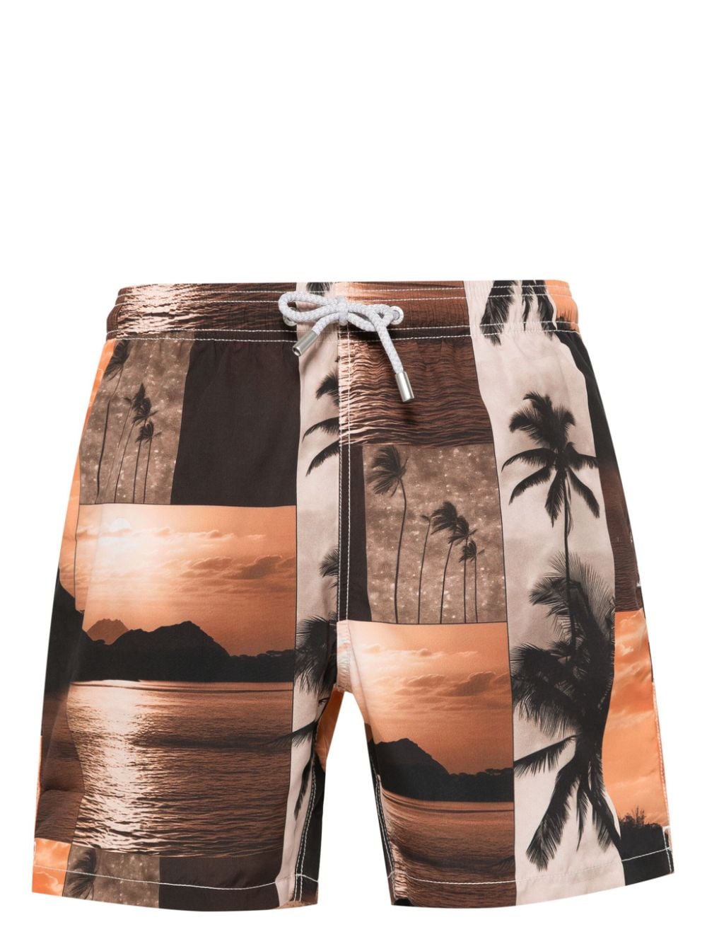 Mc2 Saint Barth Gustavia Photograph-print Swim Shorts In Orange
