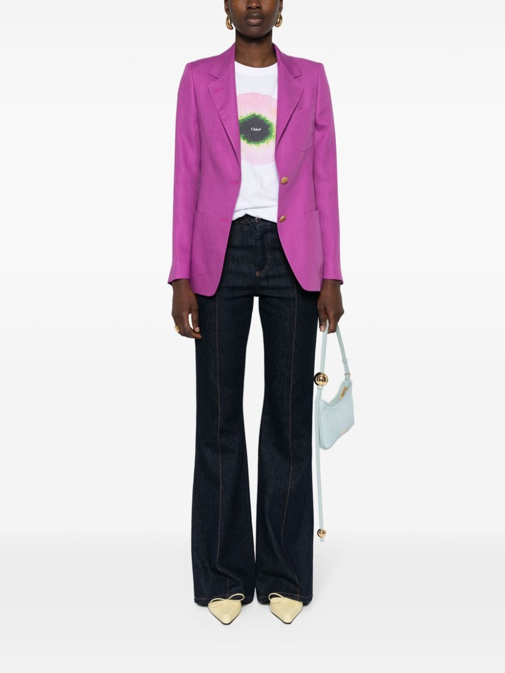 Shop Tagliatore Single-breasted Linen Blazer In Pink