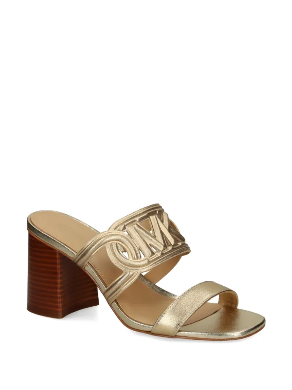 Michael Michael Kors logo-patch Leather Sandals | Gold