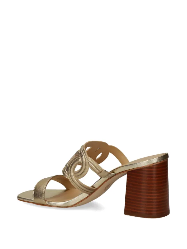 Michael Michael Kors logo-patch Leather Sandals | Gold