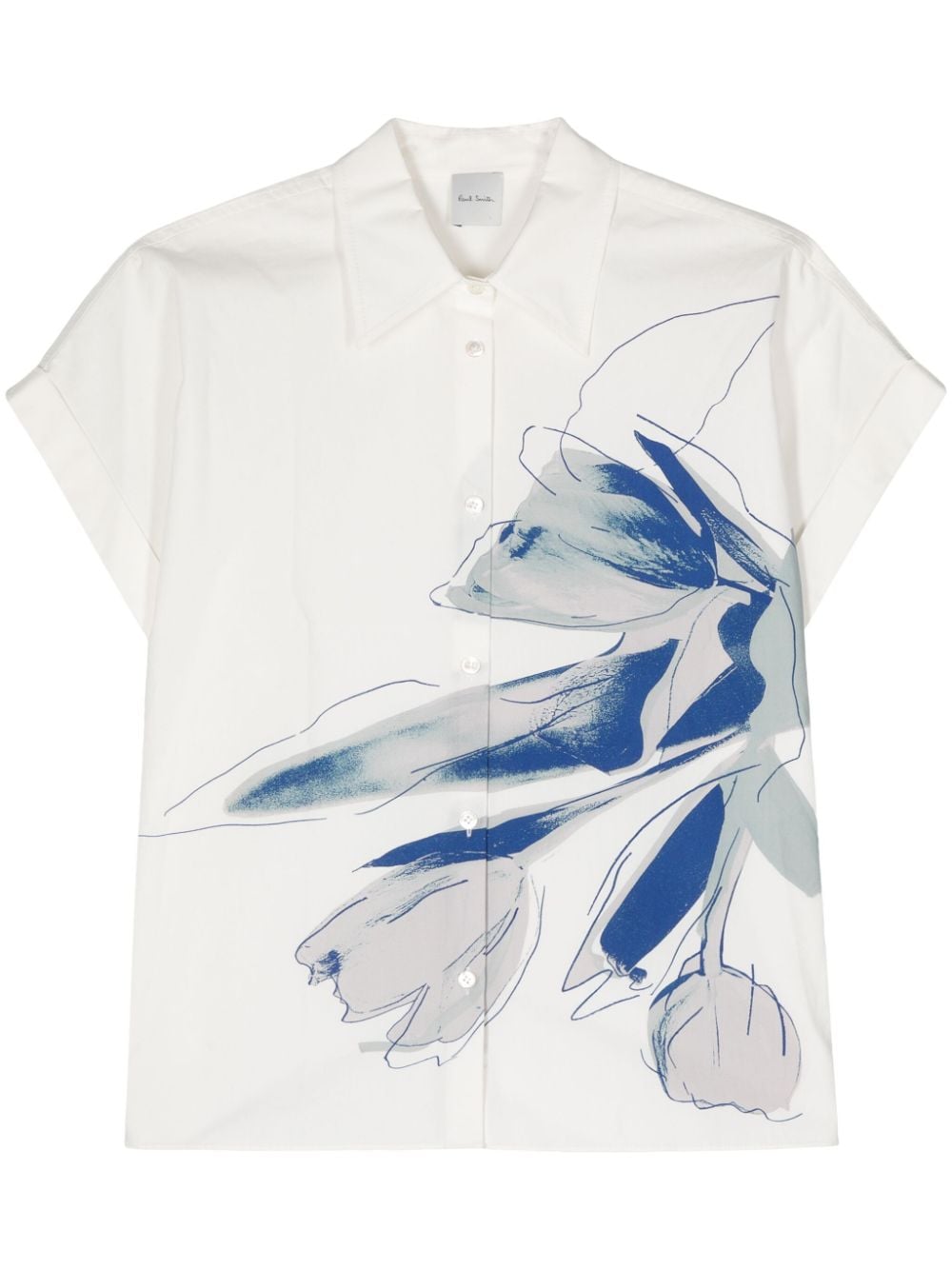 Shop Paul Smith Floral-print Poplin Shirt In 白色