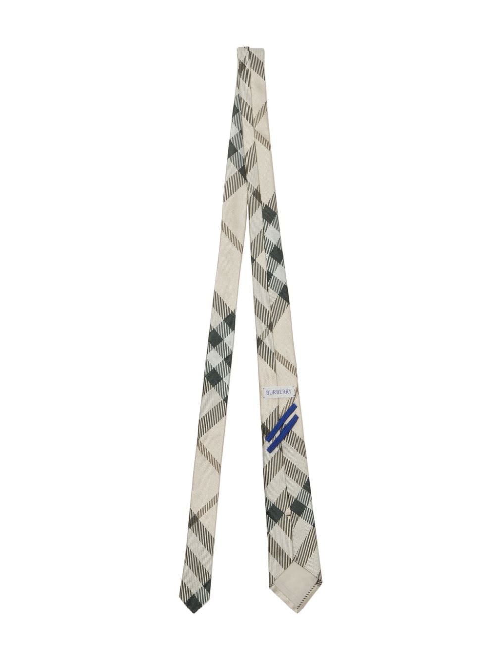 Shop Burberry Checkered Silk Tie In Neutrals