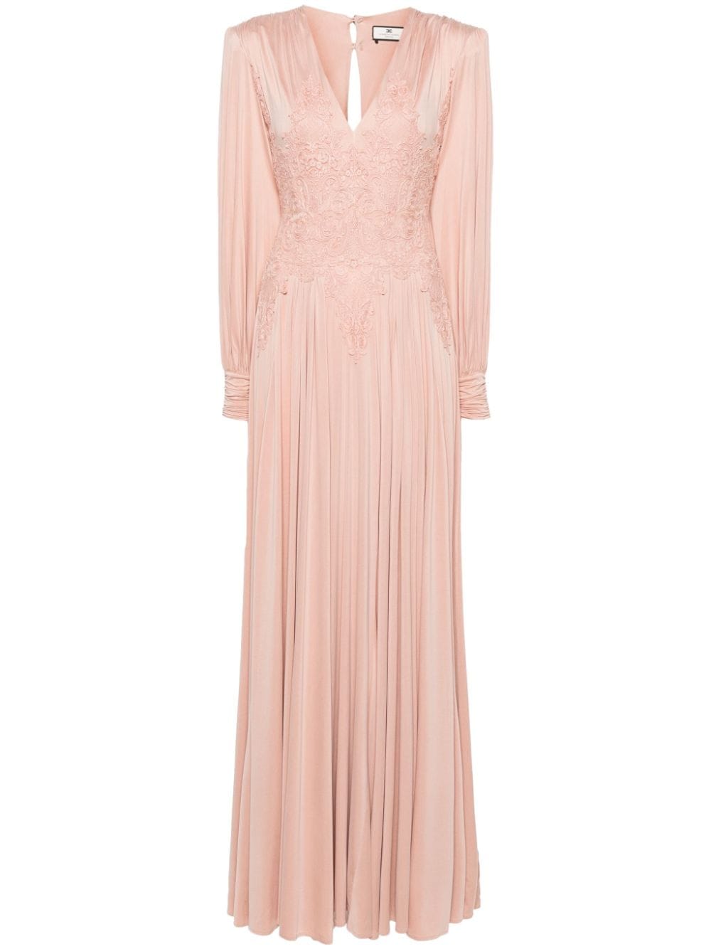 Elisabetta Franchi Lace-detail Maxi Dress In Pink