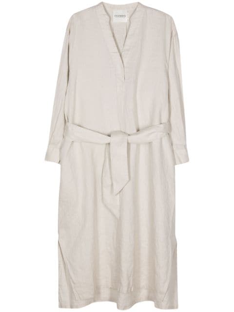 Closed belted linen dress