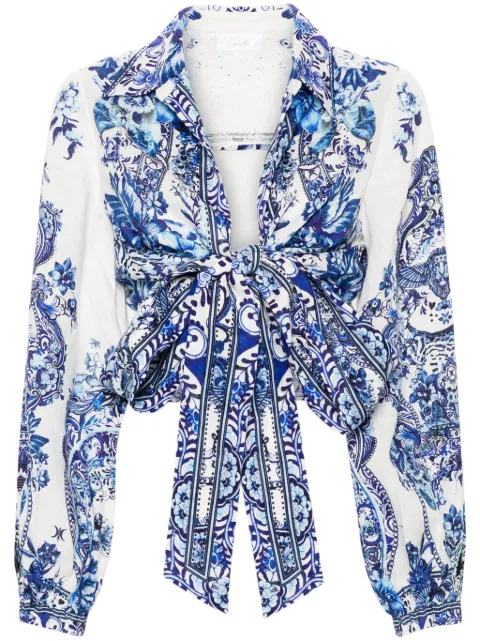 Camilla Glaze And Graze-print cropped shirt