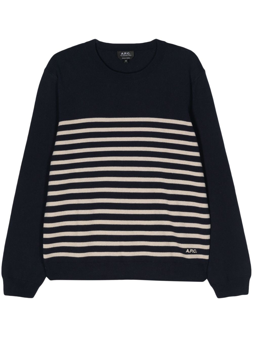 logo-embroidered striped jumper