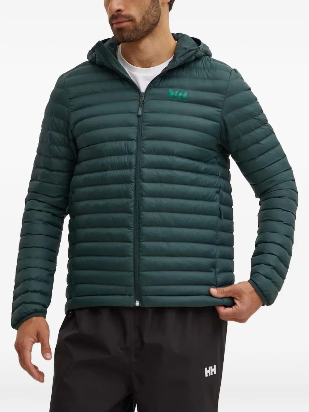 Helly Hansen plumífero con capucha y logo | verde | Image 1