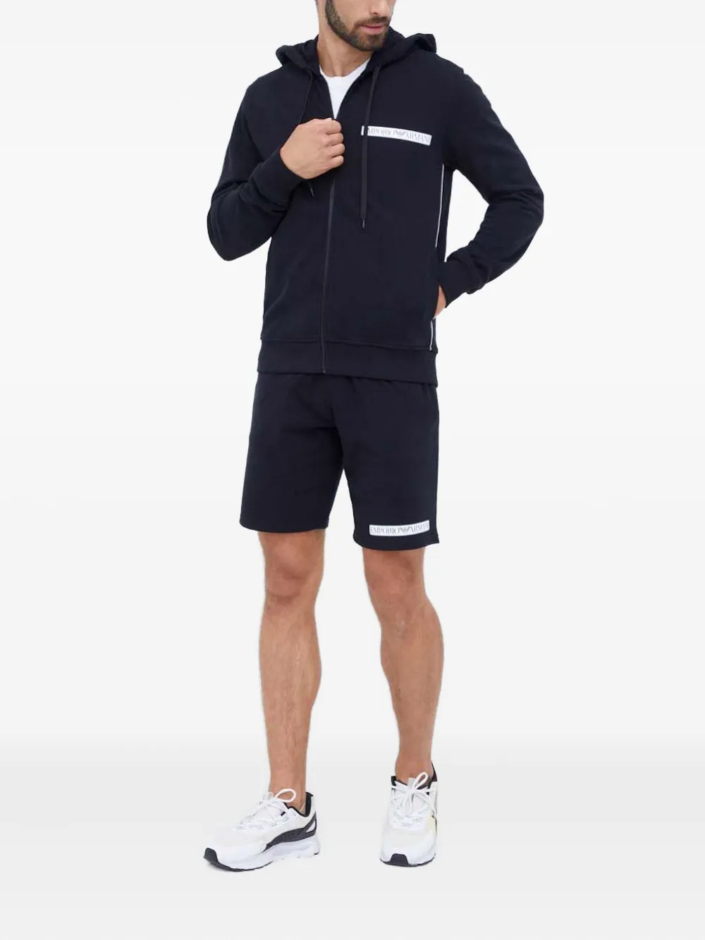 Emporio Armani logo zip-up hooded knitwear | Hoodies | Image 2