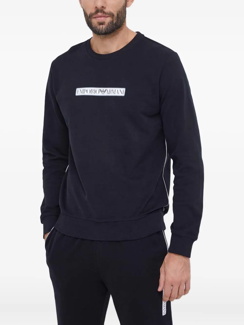 Emporio Armani Logo Crew Neck Sweatshirt In Black