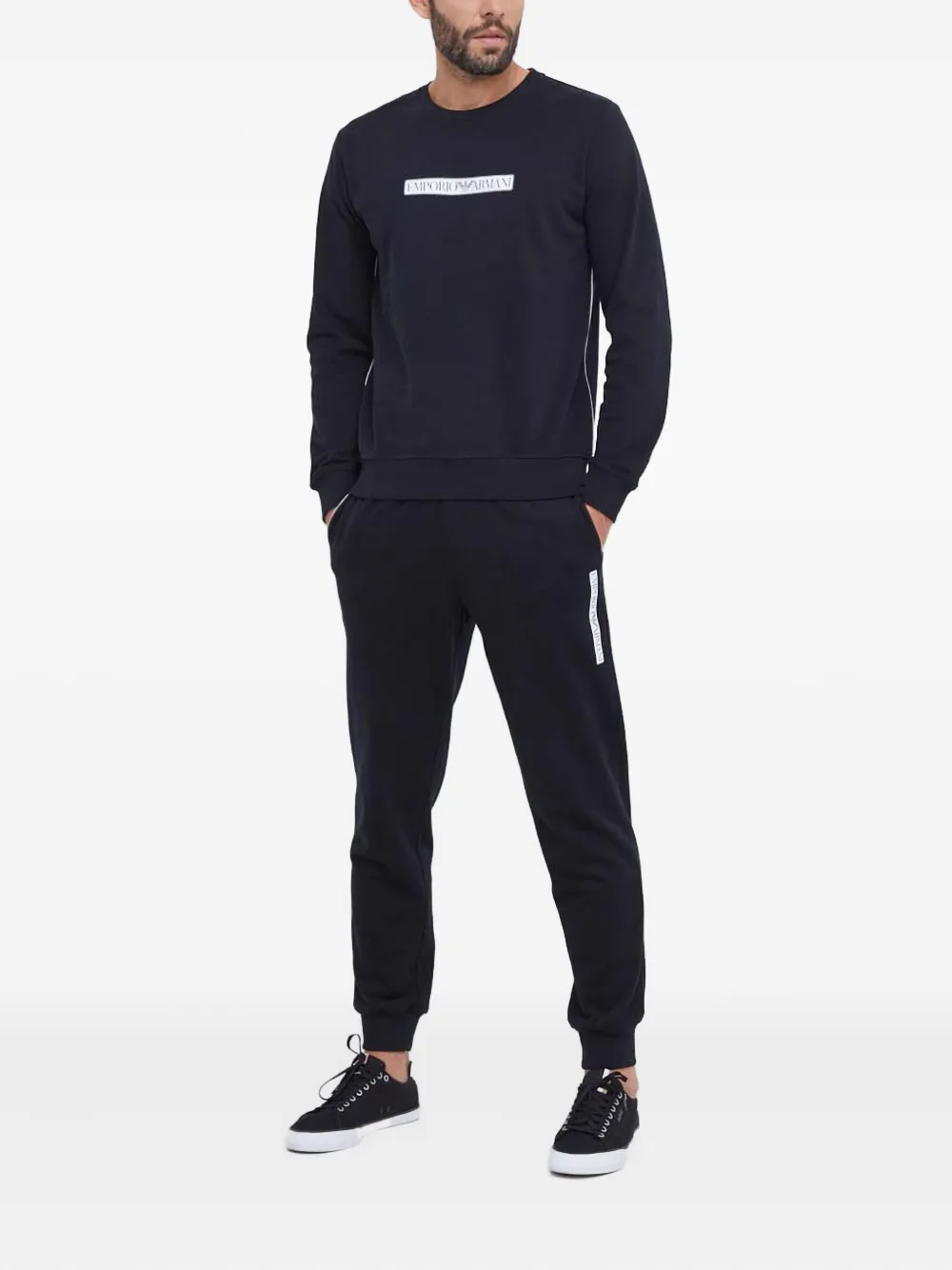 Emporio Armani Logo Crew Neck Sweatshirt In Black