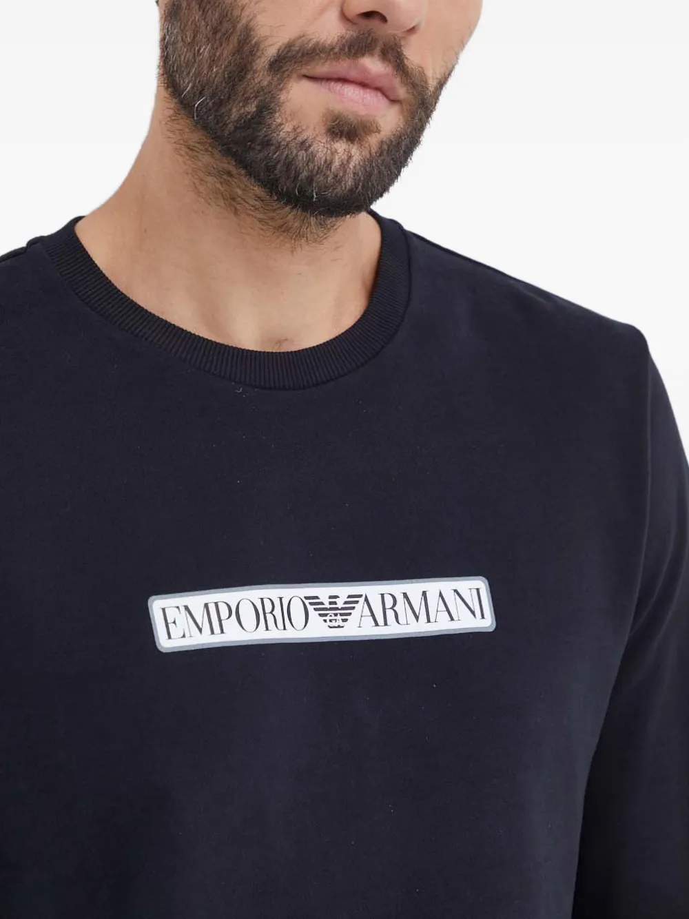 Emporio Armani Logo Crew Neck Sweatshirt In Black