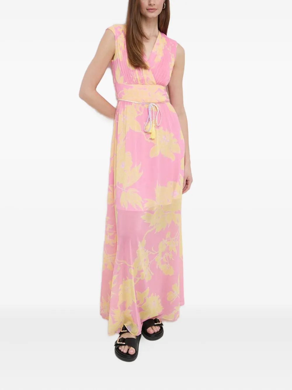 Guess Usa Floral Pleated Dress In Pink