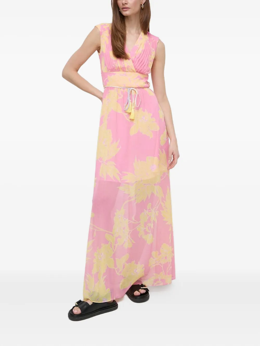 Guess Usa Floral Pleated Dress In Pink