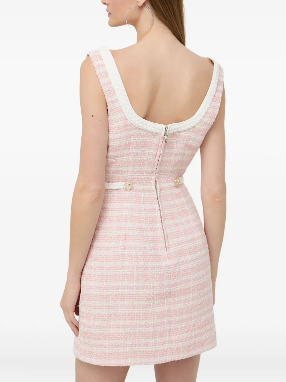 Guess Usa Button Tweed Dress In Pink