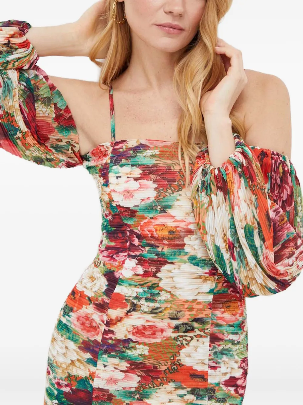 Guess Usa Floral Long-sleeve Dress In Multi