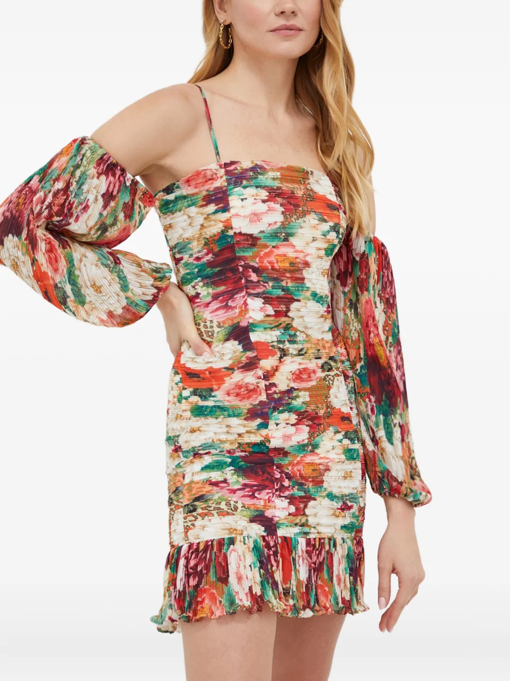 Guess Usa Floral Long-sleeve Dress In Multi