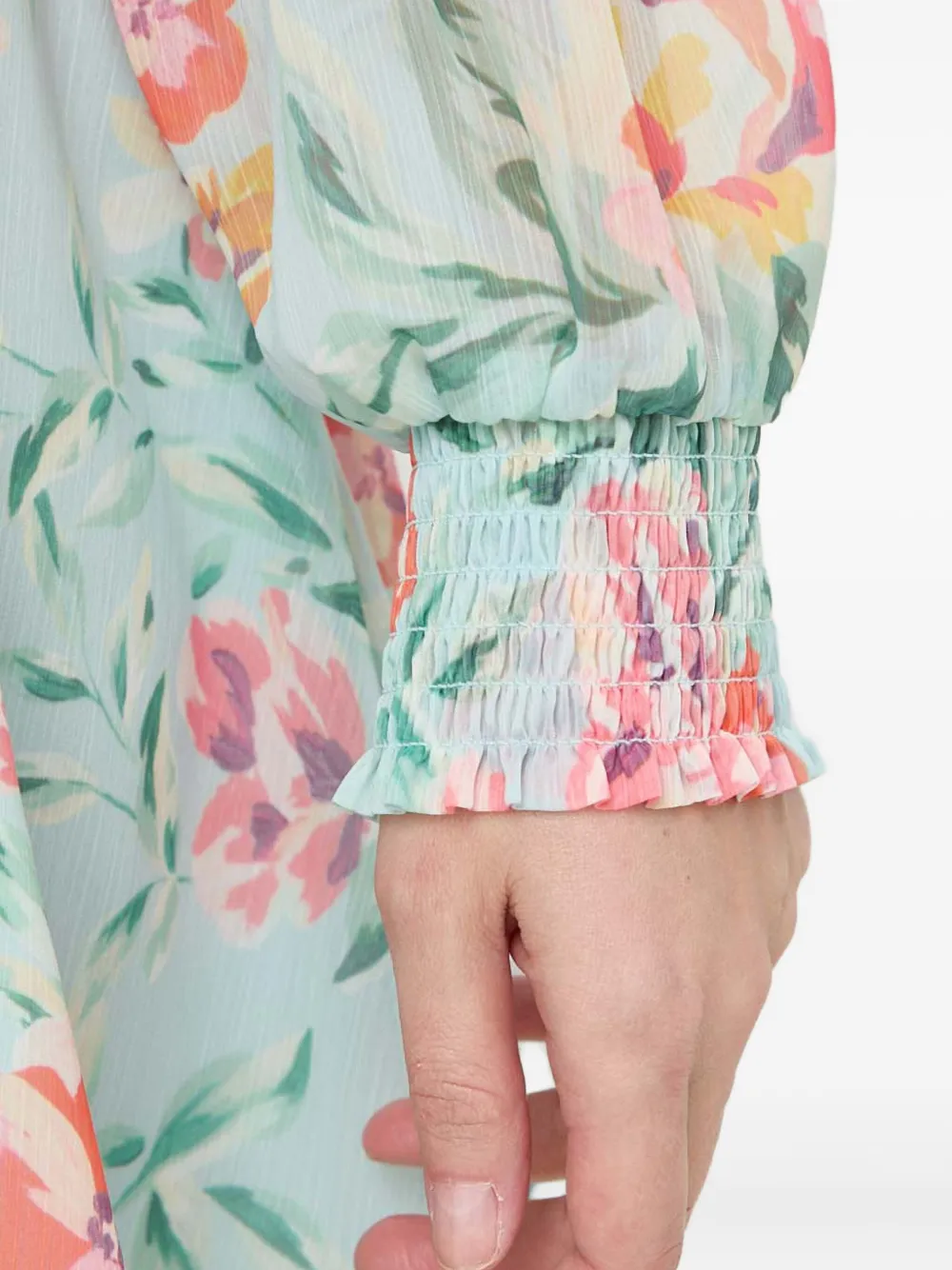 Guess Usa Ruffled Floral Dress In Blue