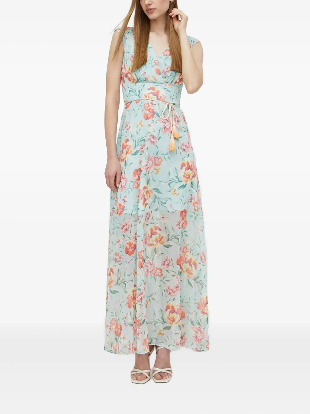 Guess Usa Floral Tassel Dress In Blue