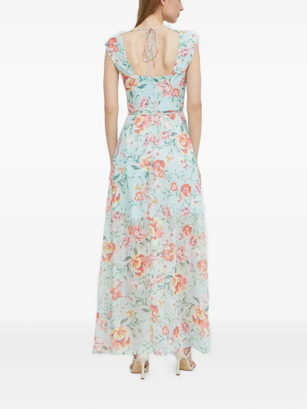 Guess Usa Floral Tassel Dress In Blue