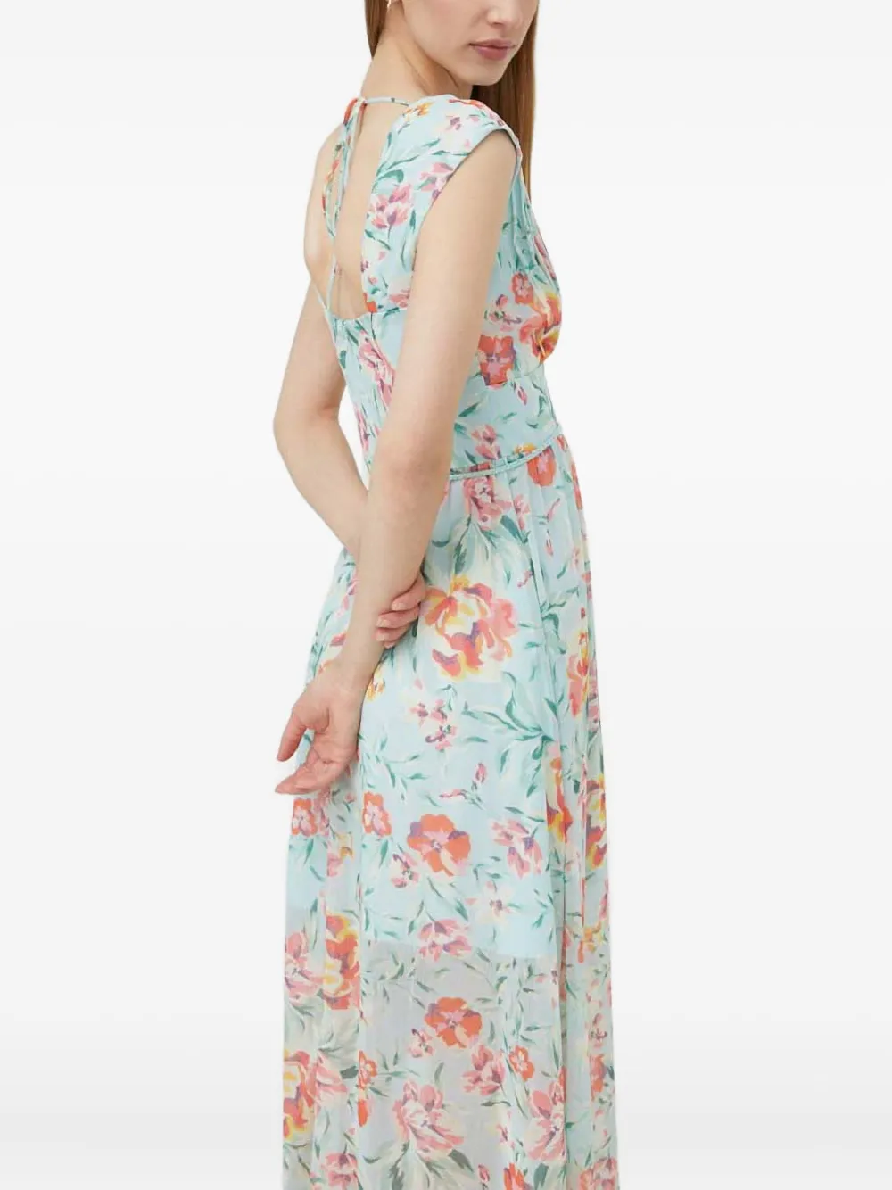 Guess Usa Floral Tassel Dress In Blue