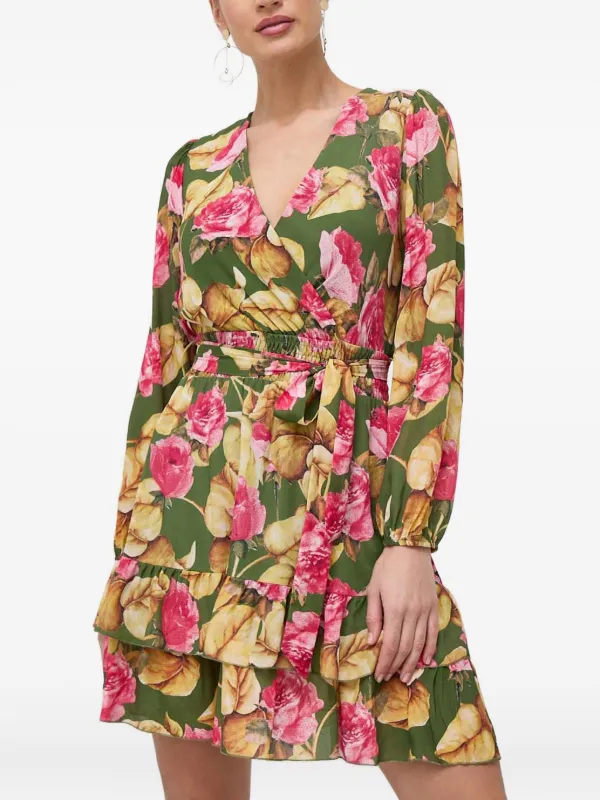 guess green floral dress $108 Guess Women's Green Floral Print Veronica Chiffon Dress Size US S