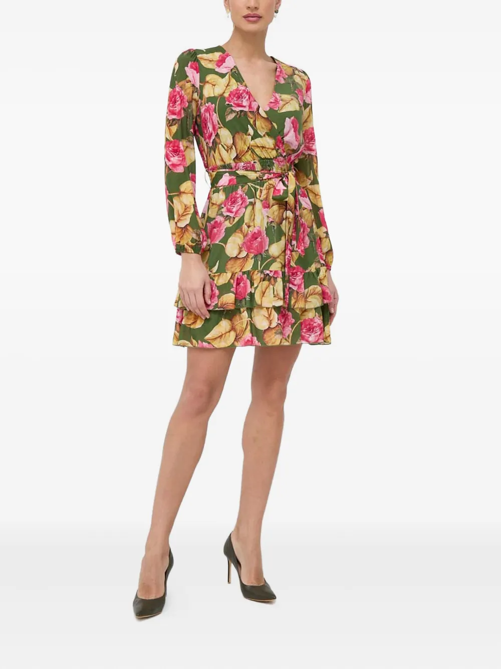GUESS USA Jurk met bloemenprint en strik - Groen