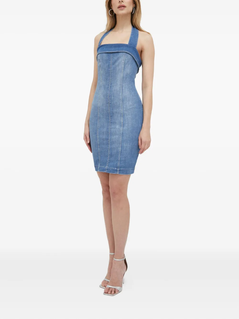 GUESS USA Jurk met halternek en vlakken - Blauw
