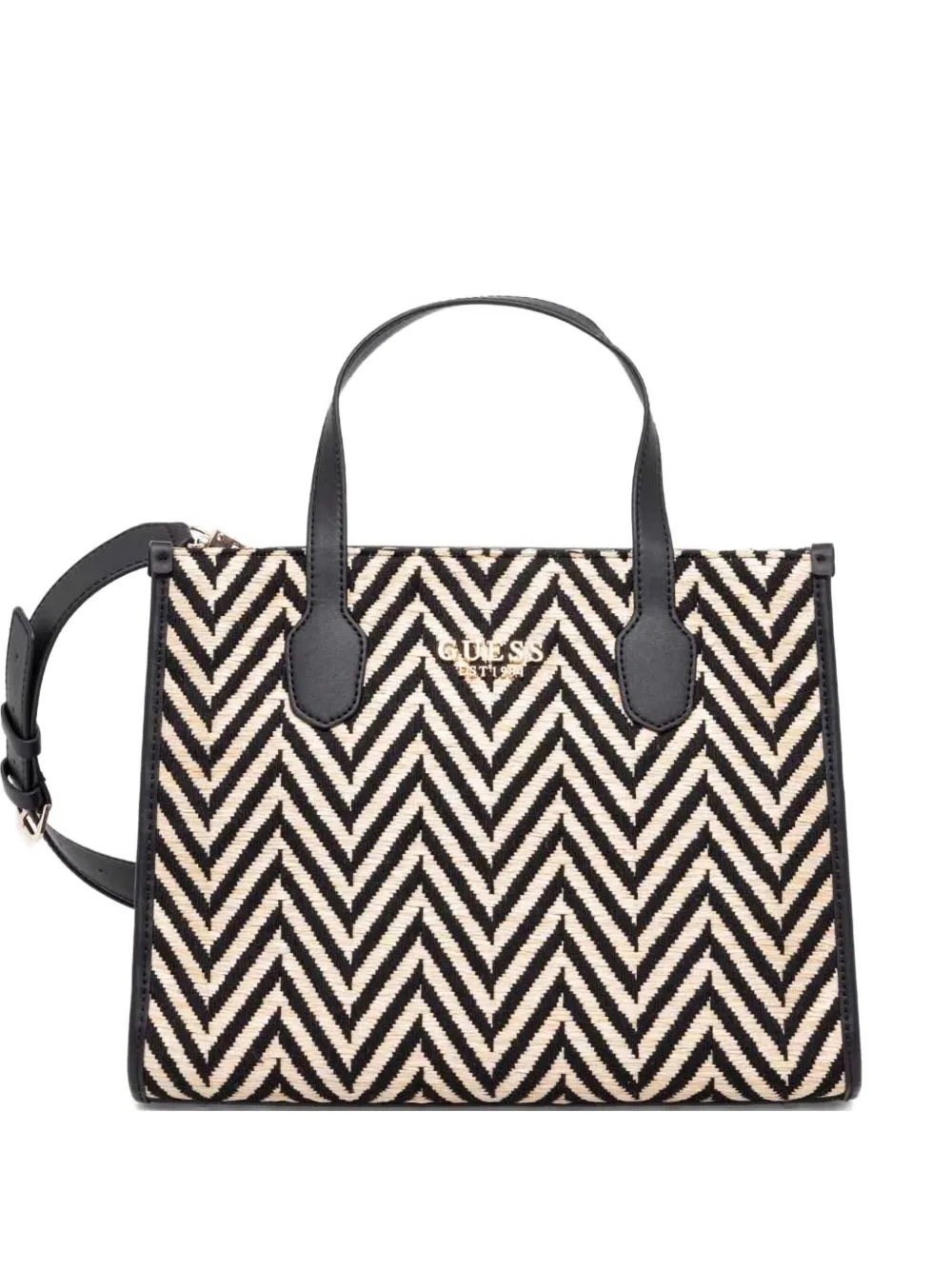 GUESS USA Silvana chevron-patterned tote bag | Black | Image 1