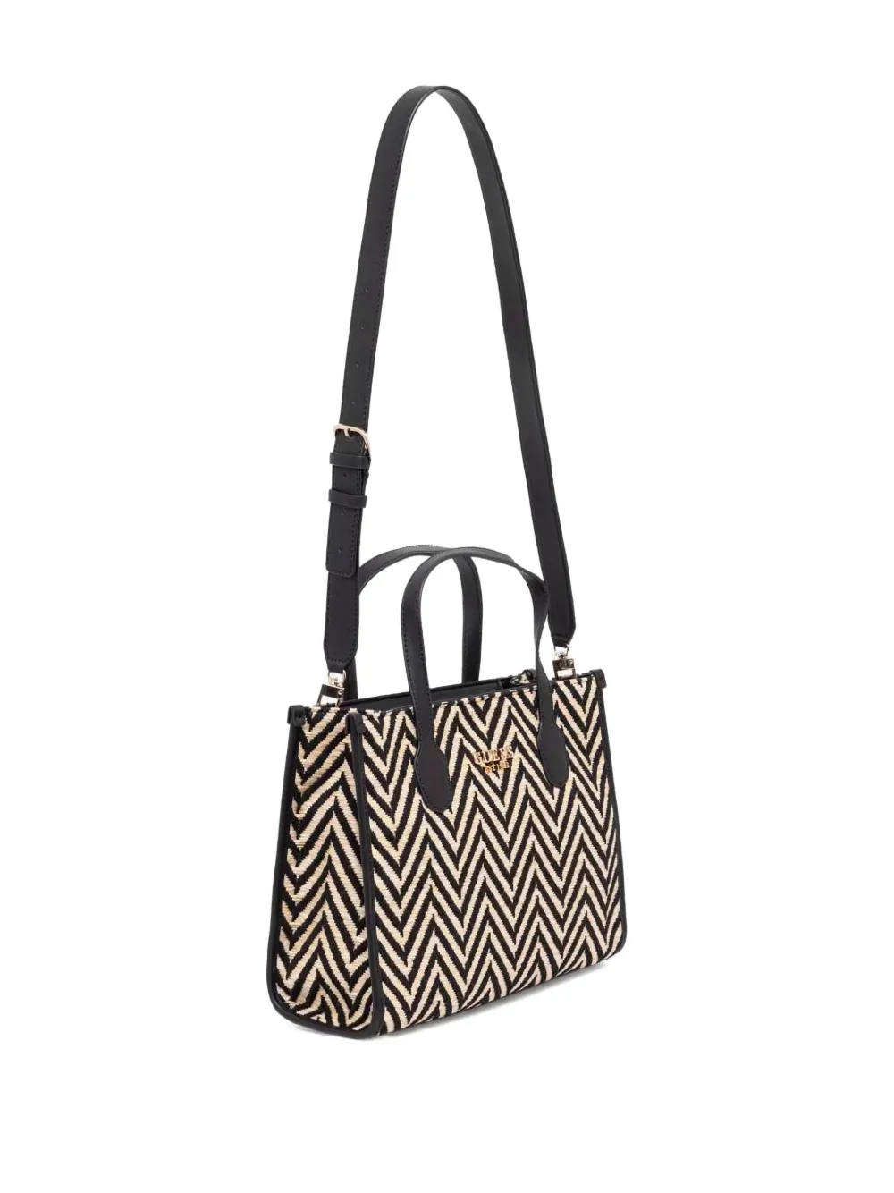 GUESS USA Tas met chevron streep en handgreep - Zwart