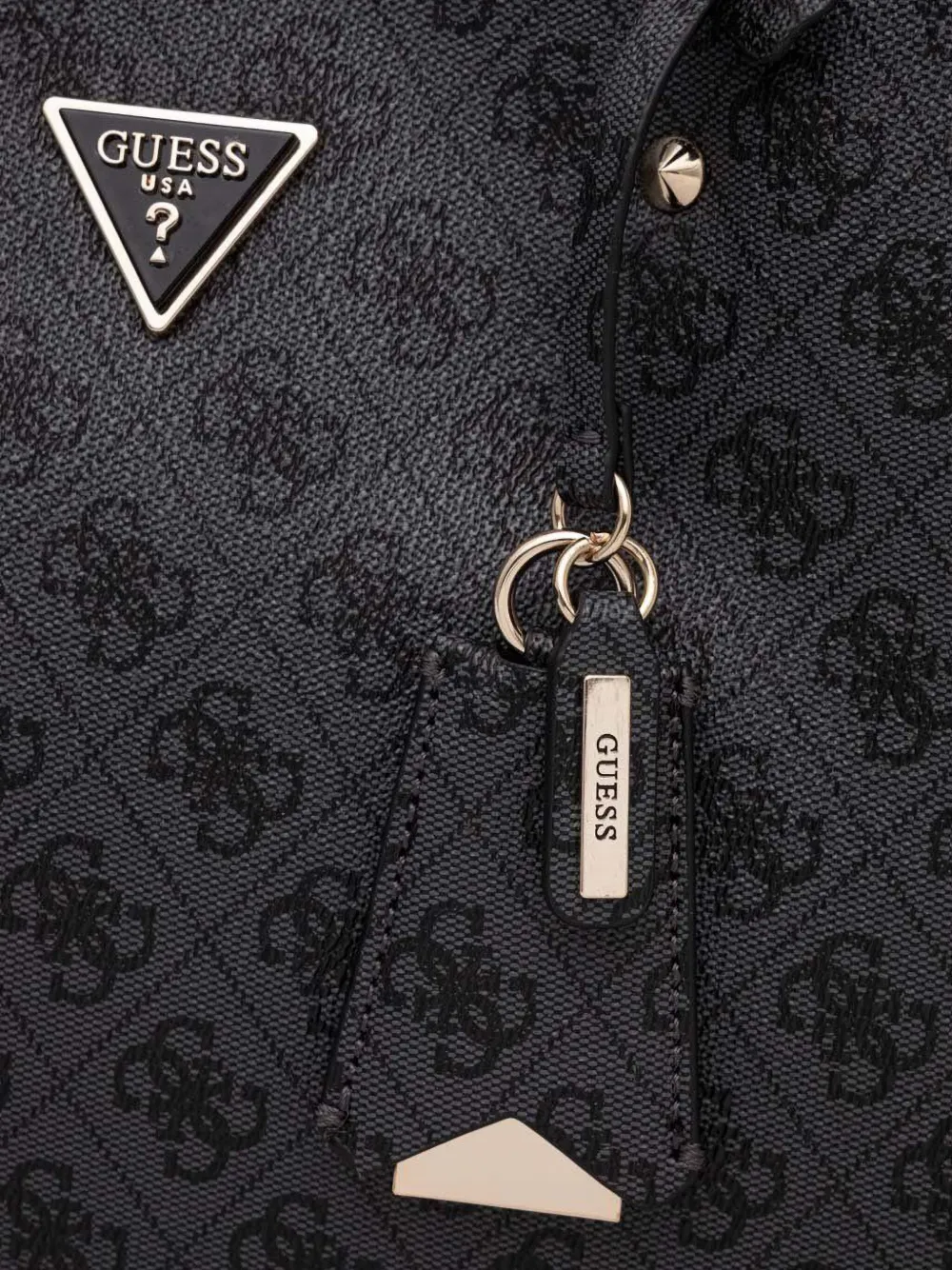 GUESS USA triangle-logo tote bag Zwart
