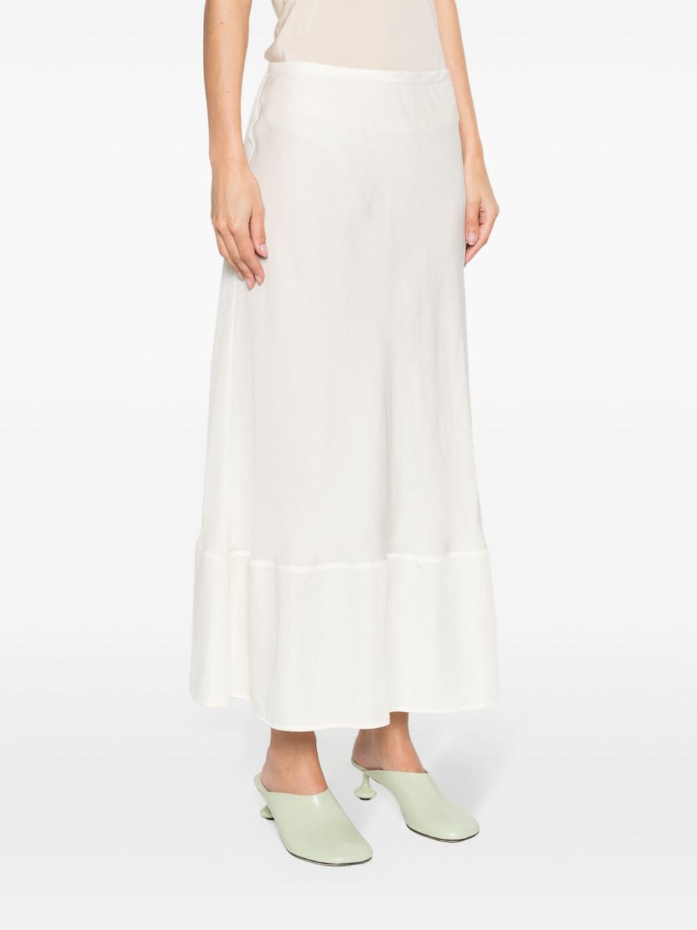 Shop Lemaire Semi-sheer A-line Midi Skirt In White