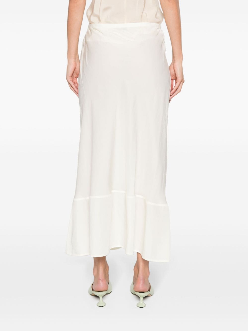 Shop Lemaire Semi-sheer A-line Midi Skirt In White