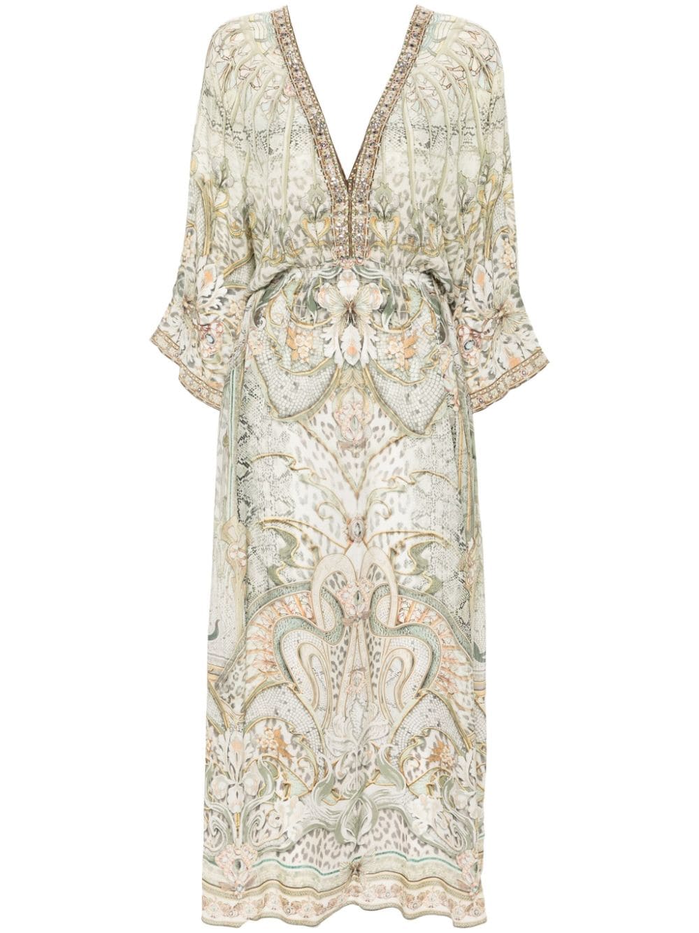 Shop Camilla Ivory Tower Tales-print Dress In Neutrals