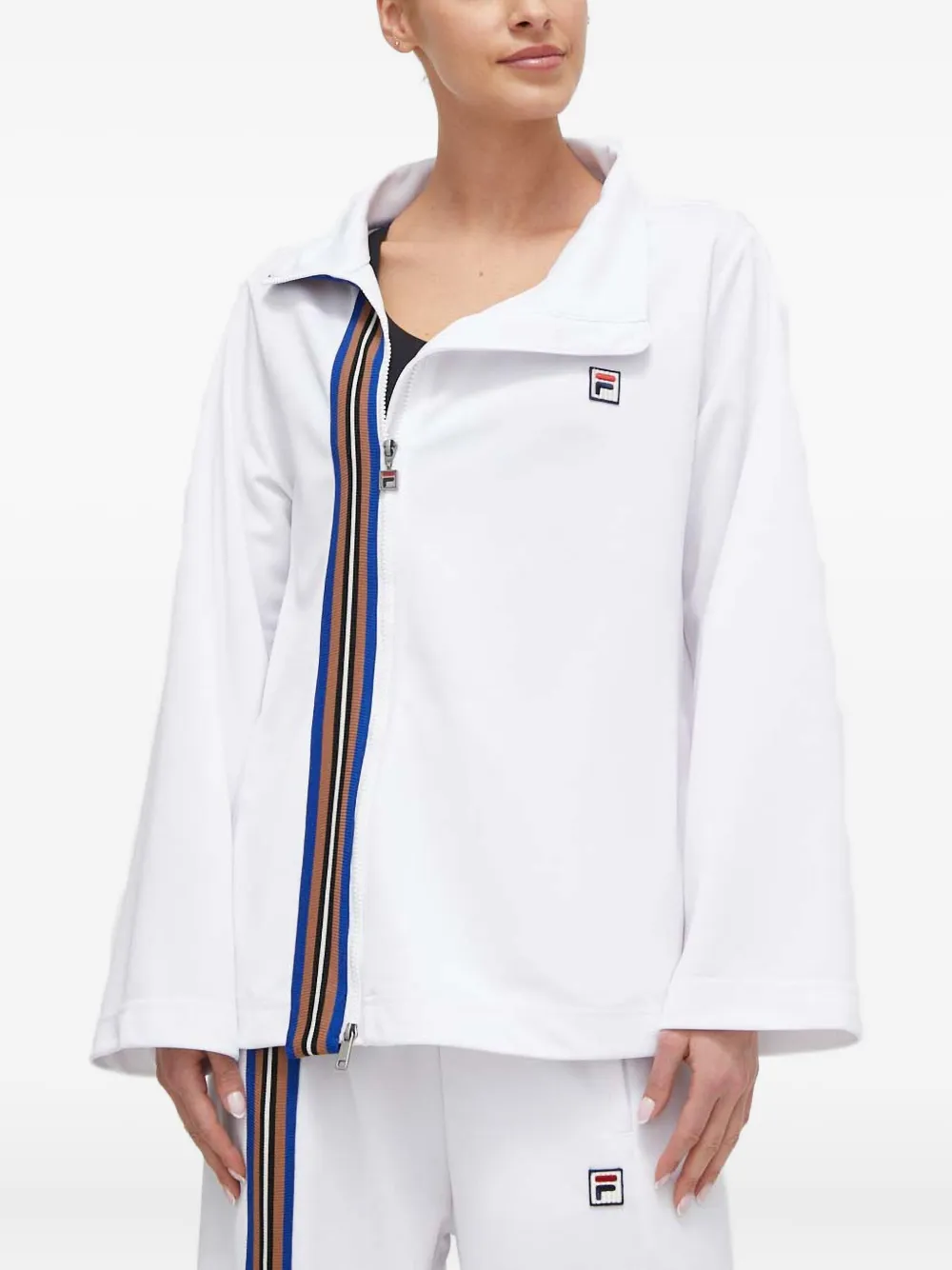 Fila Striped Zip Top In White