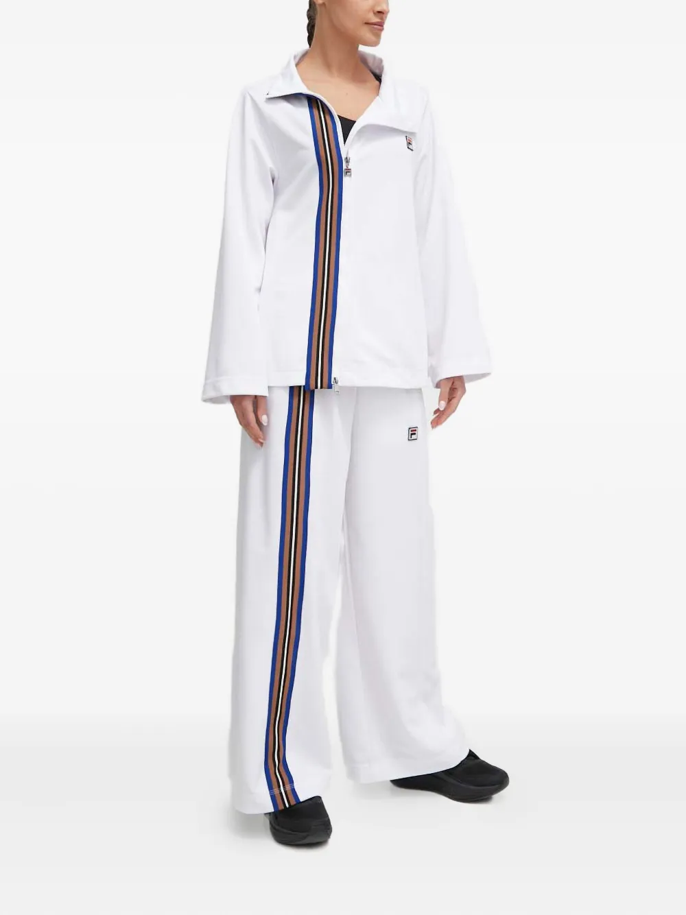 Fila Striped Zip Top In White