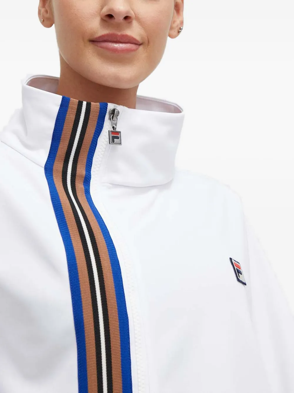 Fila Striped Zip Top In White