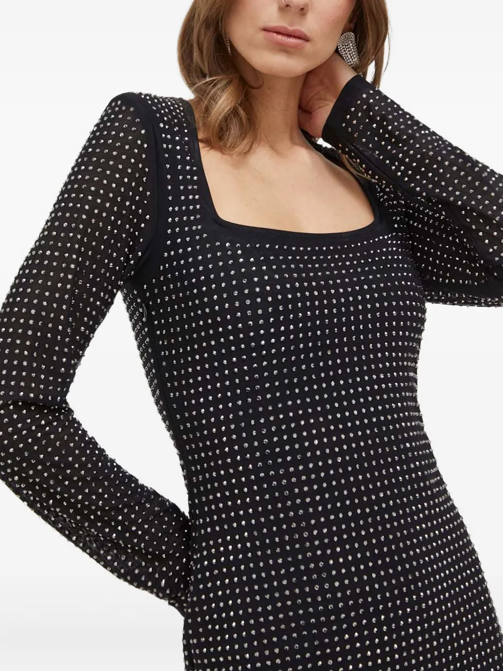 Guess Usa Studded Square Neck Dress In Gray
