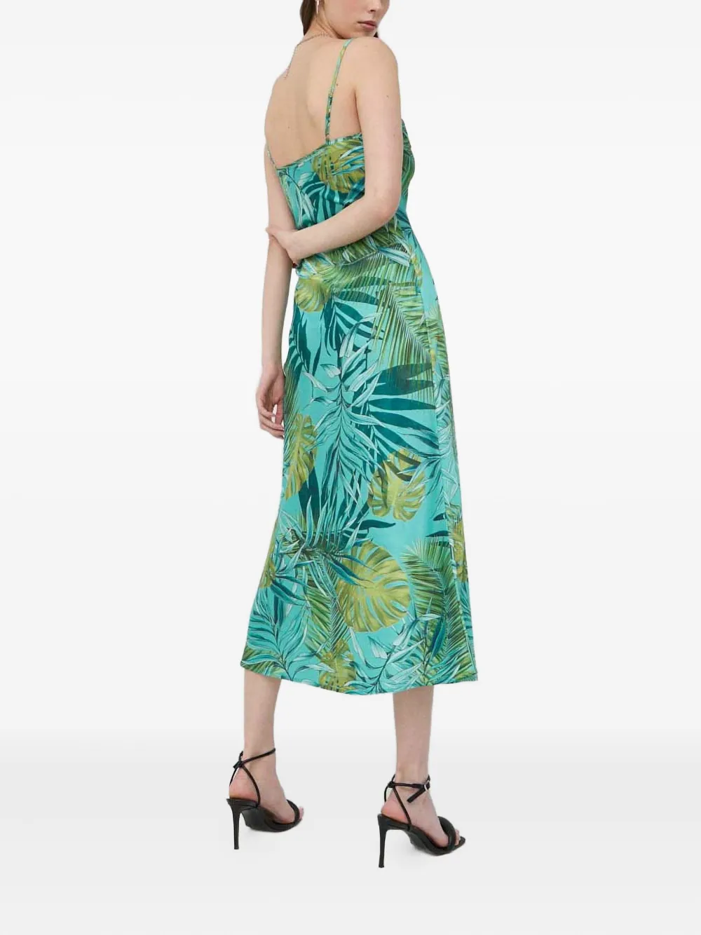 GUESS USA Jurk met col en bladerprint Groen