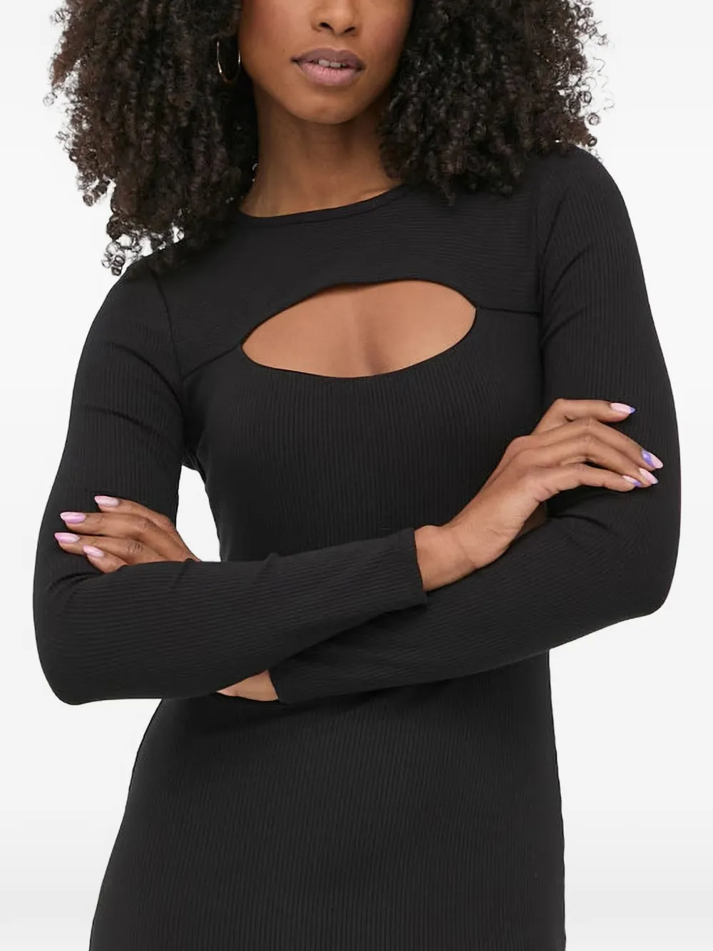 GUESS USA Lana cut-out ribbed-knit mini dress - Schwarz